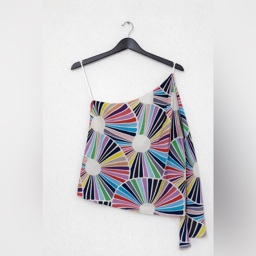 Trina‎ Turk 100% silk One-Shoulder Camisole with scarf detail